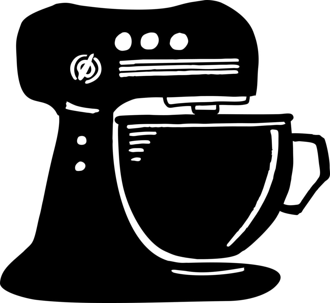 Stand Mixer silhouette. Opened food blender. Electronic kitchen appliance. Concept of Health food and drink vector