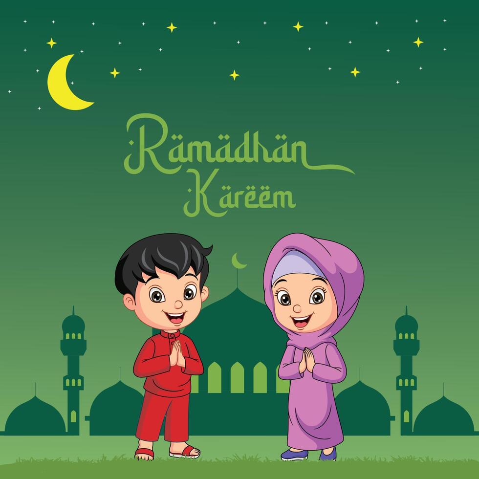 ramadhan kareem cartoon background vector illustration