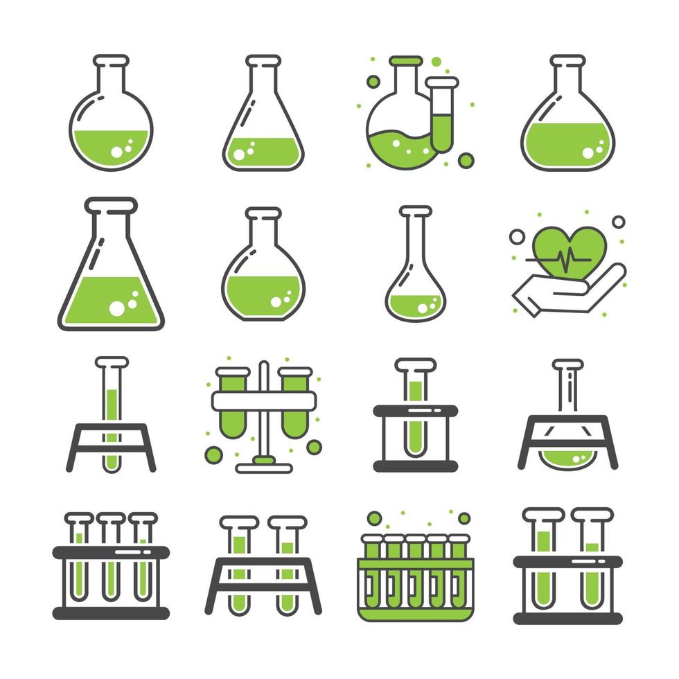 laboratorio prueba tubo Ciencias icono conjunto gratis vector