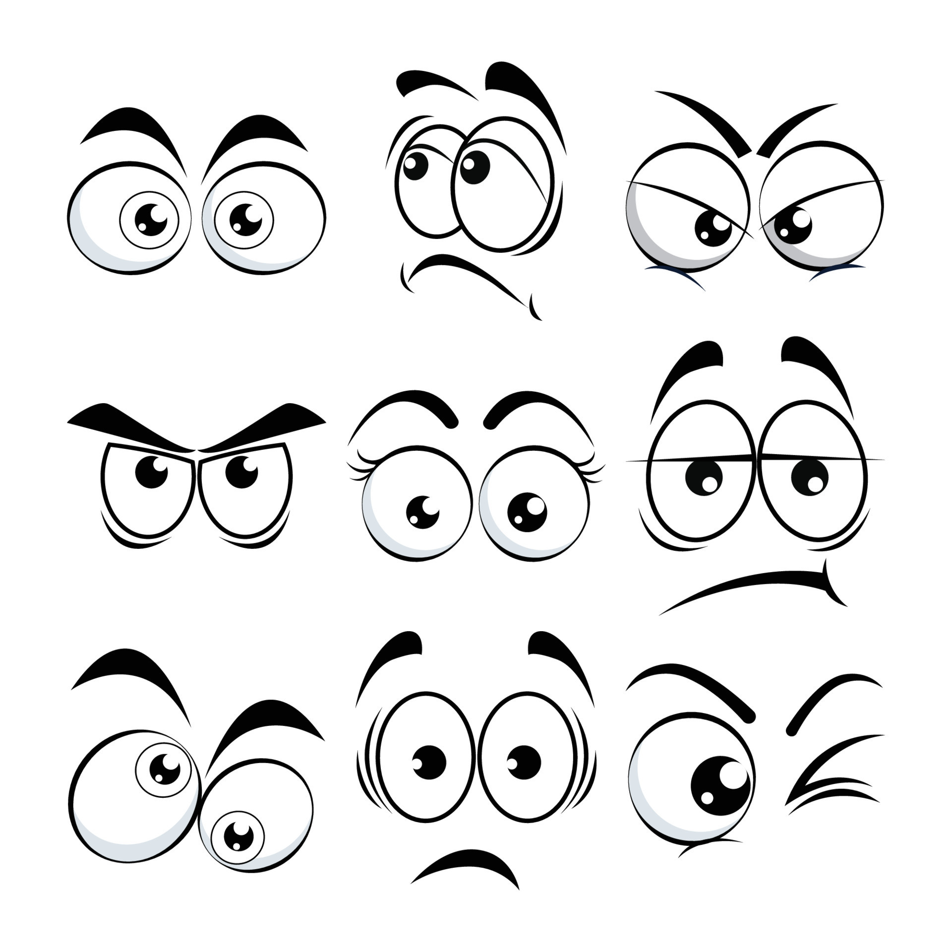 Angry Eyes Cartoon
 set of angry eyes cartoon vector icon Vector Art at Vecteezy