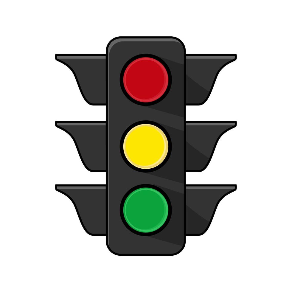 illustration of traffic light, warning light at crossroads vector