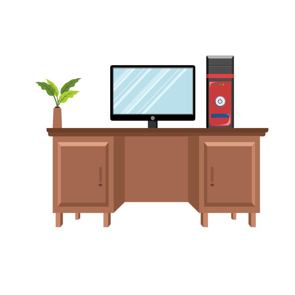 wooden table illustration for computer and decoration vector
