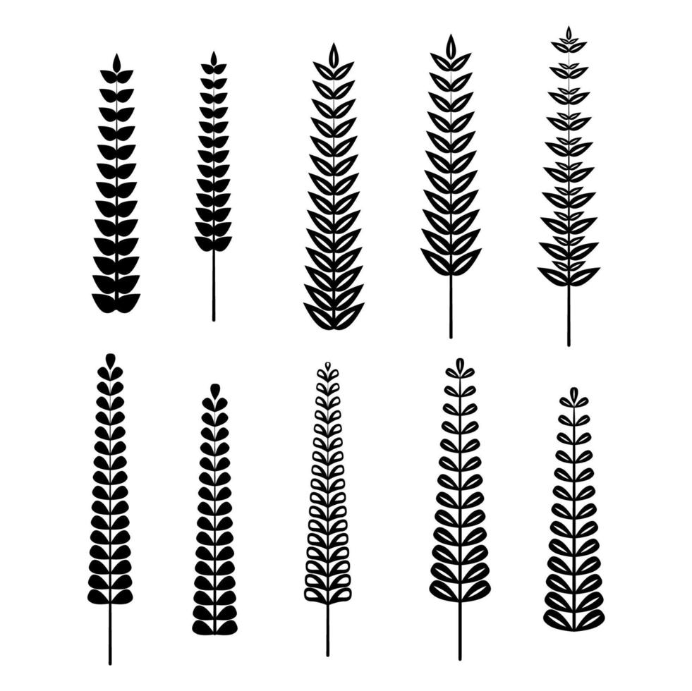 conjunto de negro y blanco siluetas de circular laurel hojas y roble coronas representando premios, logros, abrigos de brazos, nobleza. vector ilustración.