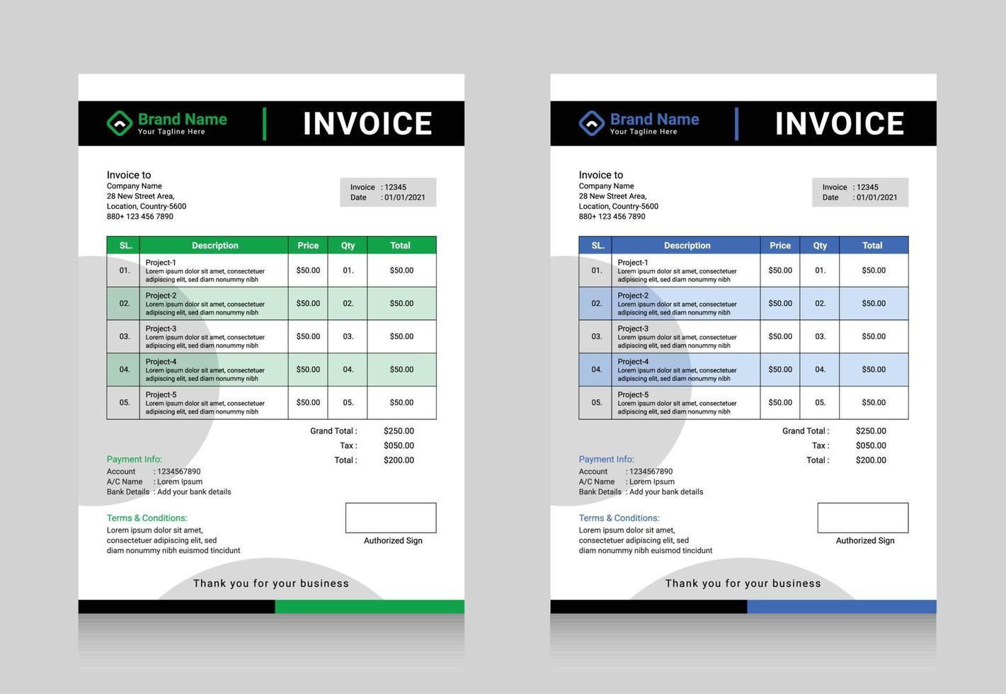 Business Invoice Template Design vector