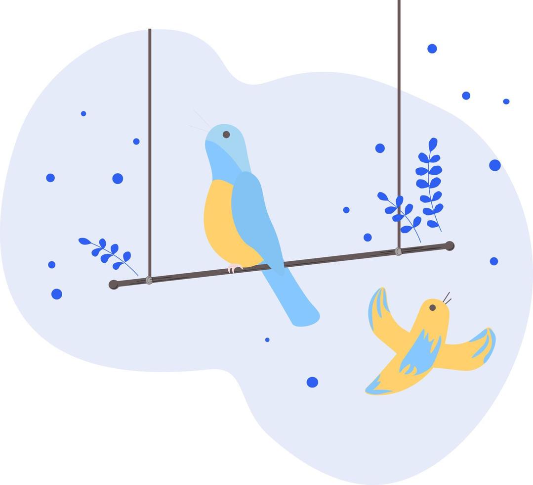 Blue bird on a swing vector