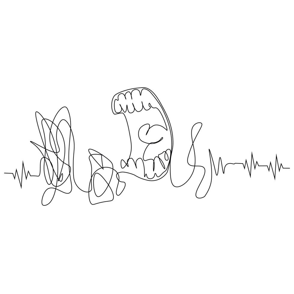 Scream vector stock illustration. The pattern of heart rate during emotional stress . One line. Print