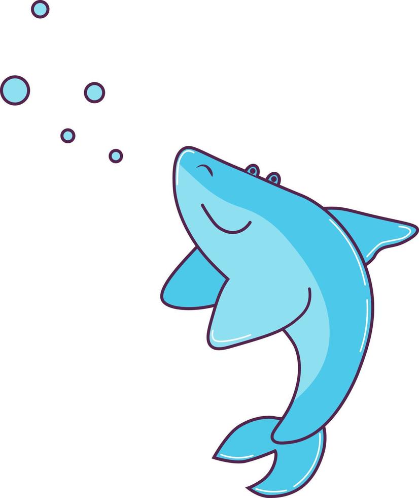 vector ilustración de tiburón, aislado en un blanco antecedentes. linda azul decorativo tiburón.