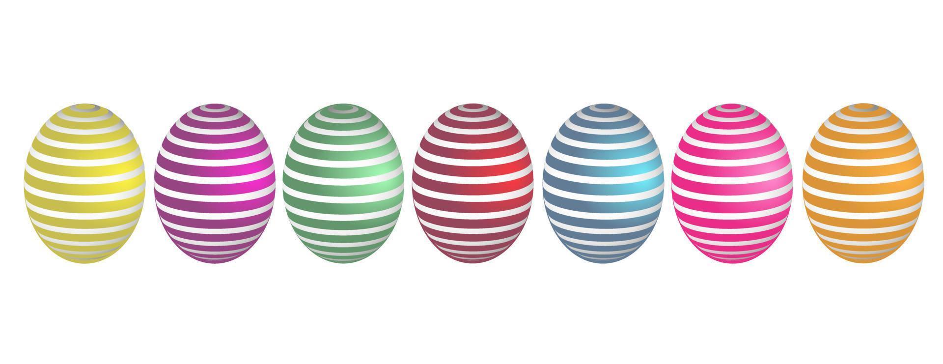 Realistic color Easter eggs with line. For postcard, card, invitation, poster, banner template lettering typography. Seasons Greetings. Vector illustration