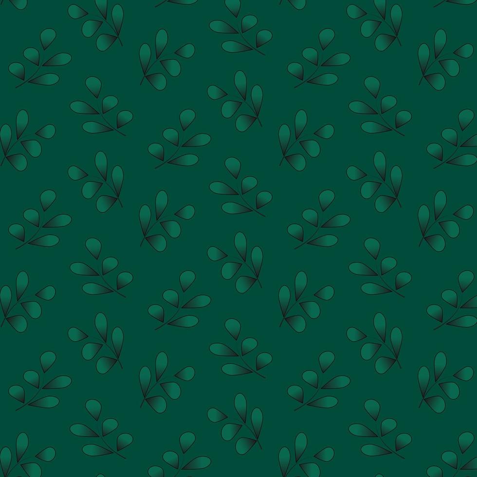 Gradient green Leaf Seamless Pattern. Asset for stamp, flourish design, pattern, cards, montage or collage,for print, web. Vector botanical illustration