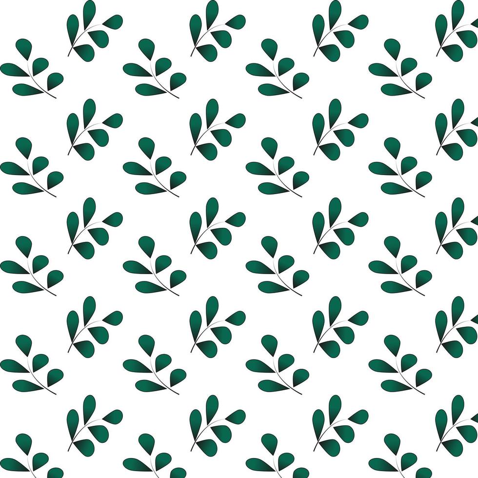 Gradient green Leaf Seamless Pattern. Asset for stamp, flourish design, pattern, cards, montage or collage,for print, web. Vector botanical illustration