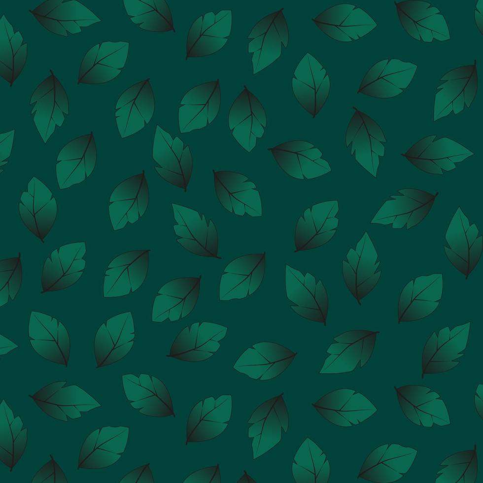 Gradient green Leaf Seamless Pattern. Asset for stamp, flourish design, pattern, cards, montage or collage,for print, web. Vector botanical illustration