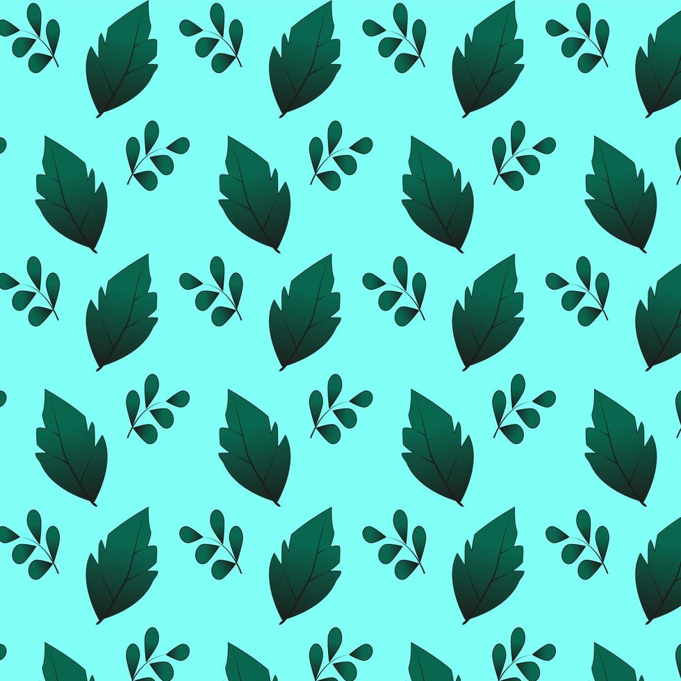 Gradient green Leaf Seamless Pattern. Asset for stamp, flourish design, pattern, cards, montage or collage,for print, web. Vector botanical illustration