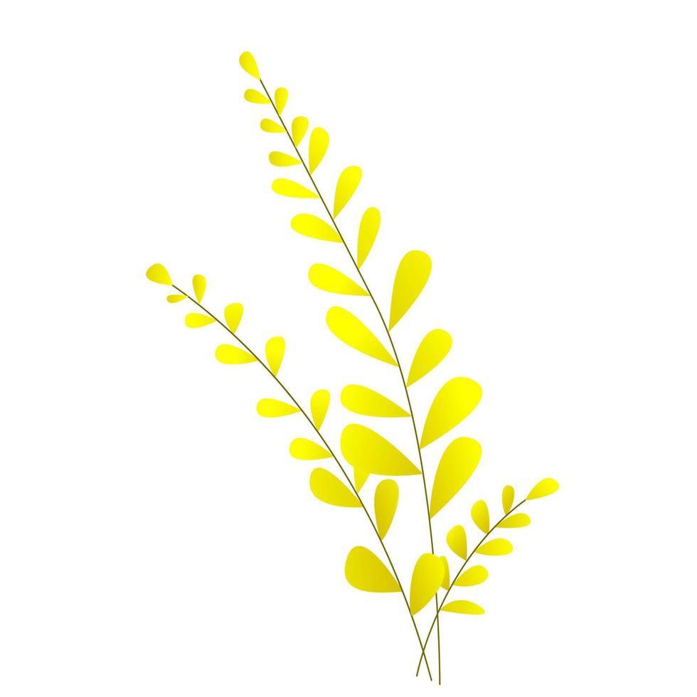 Branch with yellow leaves. For fabrics, background , wall paper, wrapping, poster or banner, cover or leaves. Vector illustration