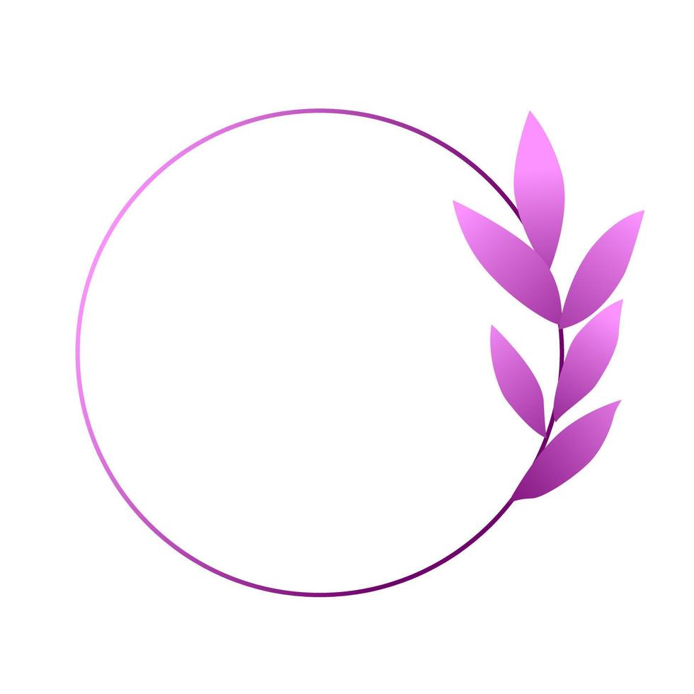 Vector floral logo template in elegant and minimal style with purple leaves. Circle frames logos. For badges, labels, logotypes and branding business identity