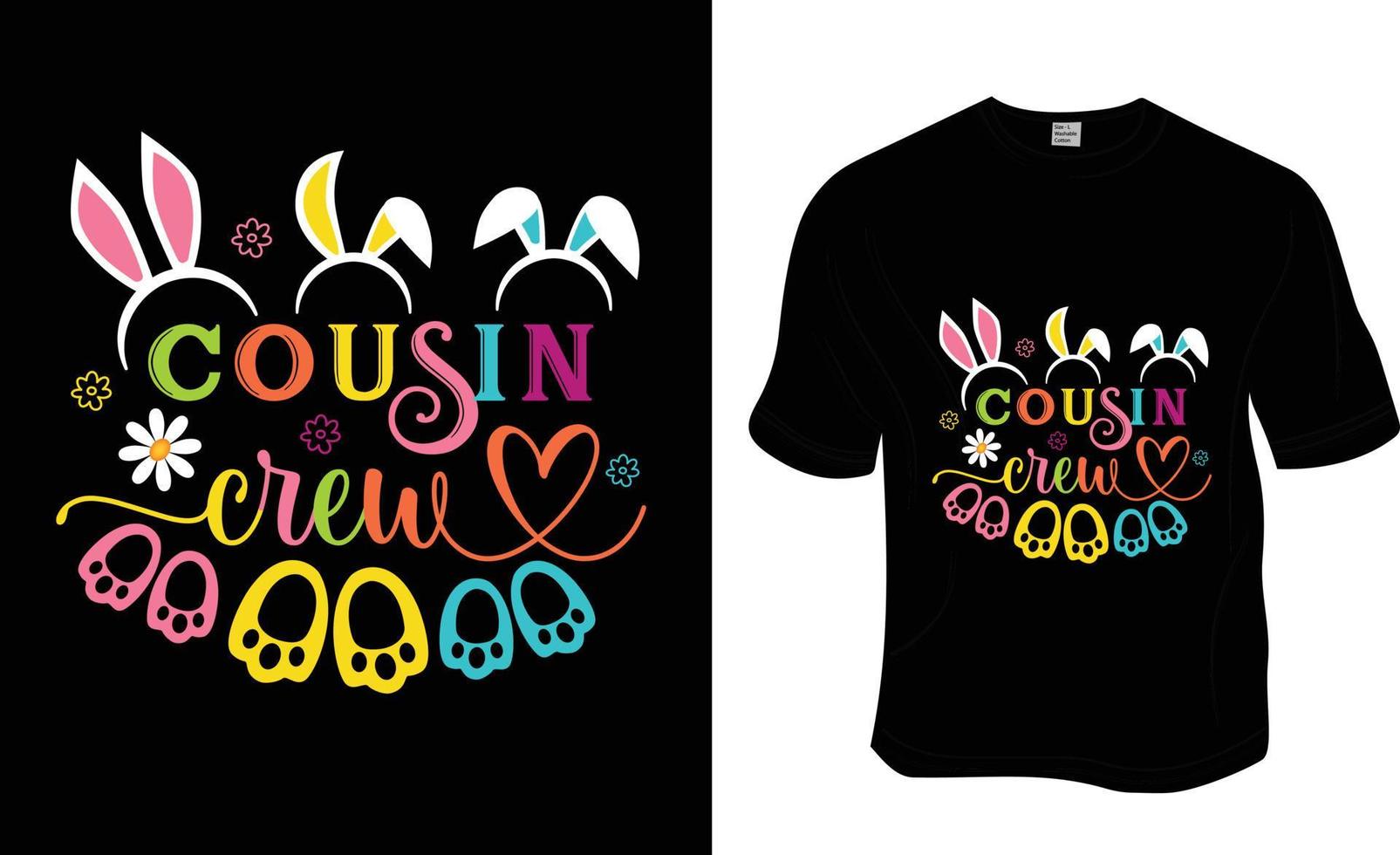 Cousin Crew, SVG, Sunday, Easter T-Shirt D Ready to print for apparel, poster, and illustration. Modern, simple, lettering.esign. vector