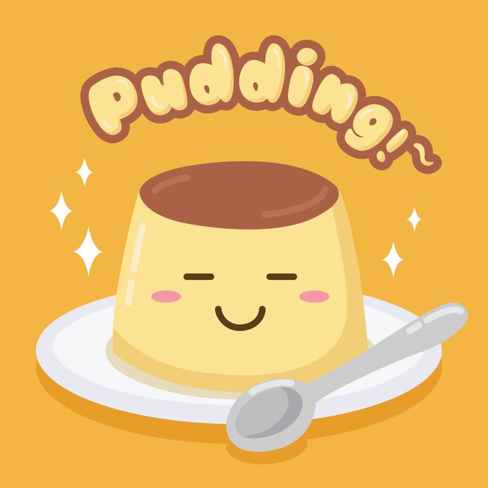 Vector Cute Pudding Illustration