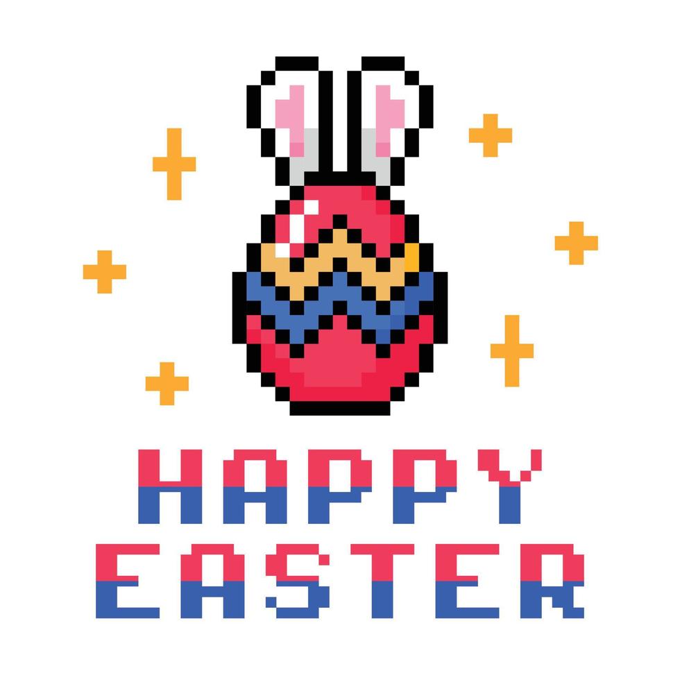 Vector Pixel Style Happy Easter Illustration