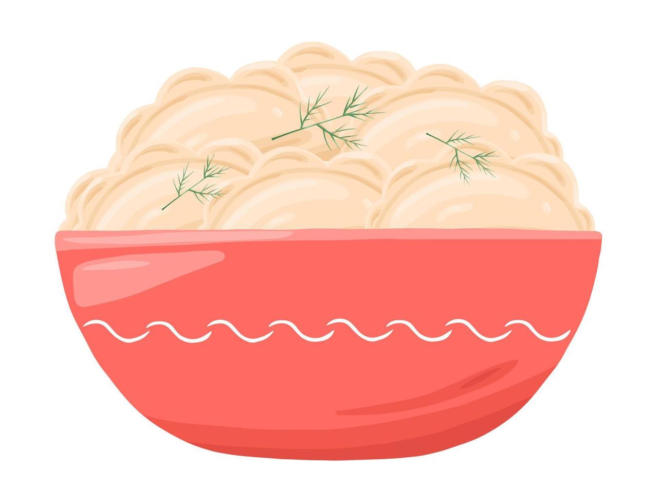 bola de masa hervida pierogi en plato vector