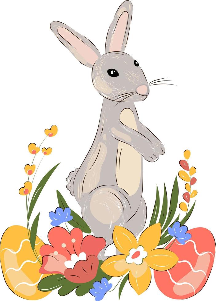 Easter bunny with eggs vector