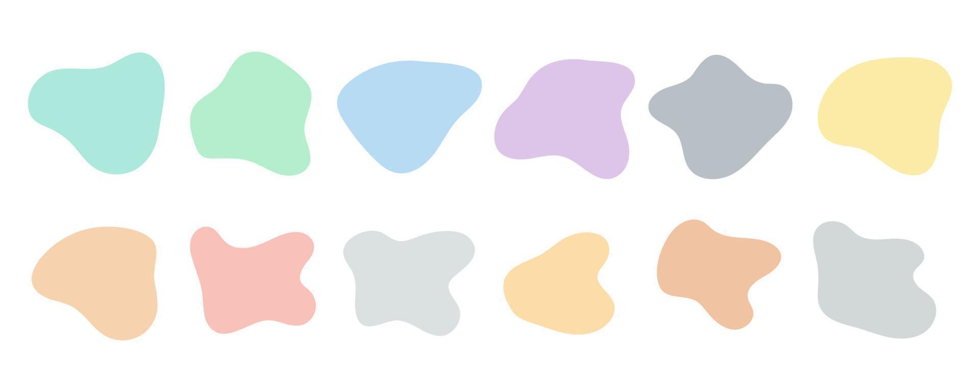 Collection of irregular round blots forming graphic elements in pastel colors vector
