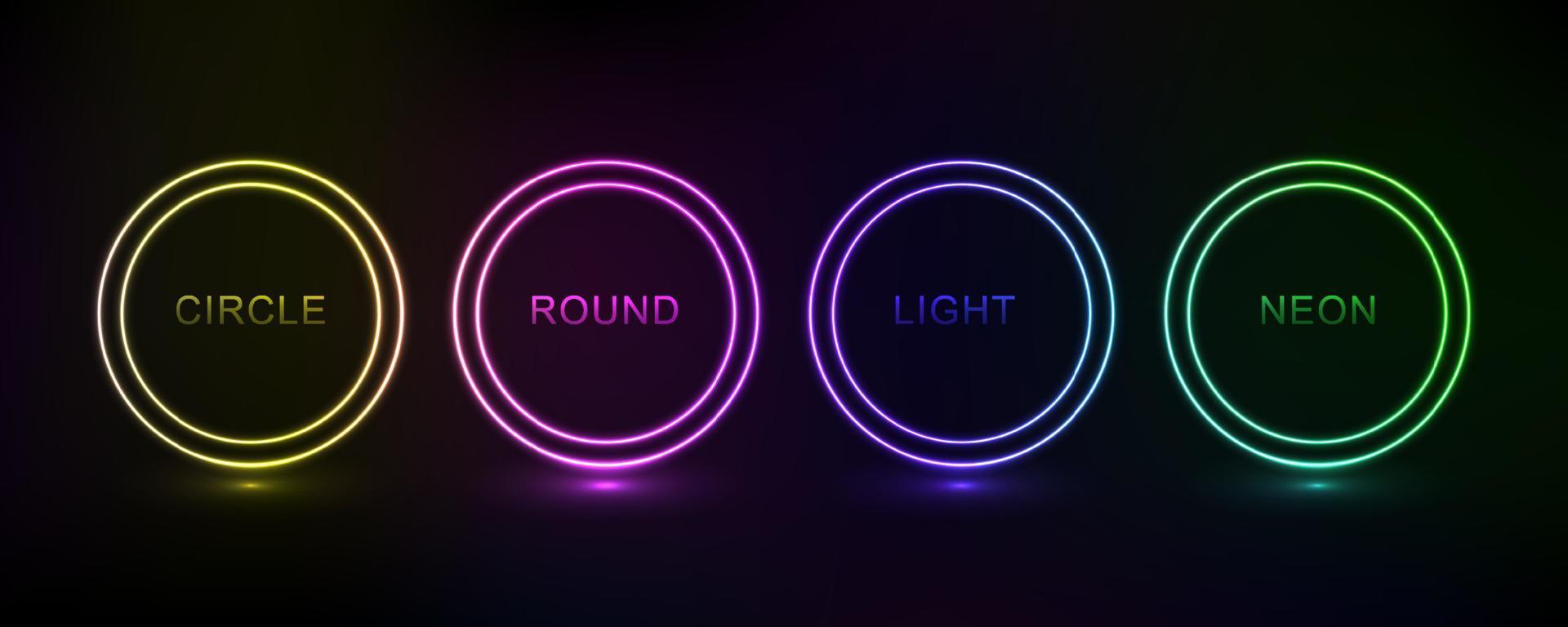 Abstract cosmic dynamic color circle background with glowing neon lighting on dark background vector