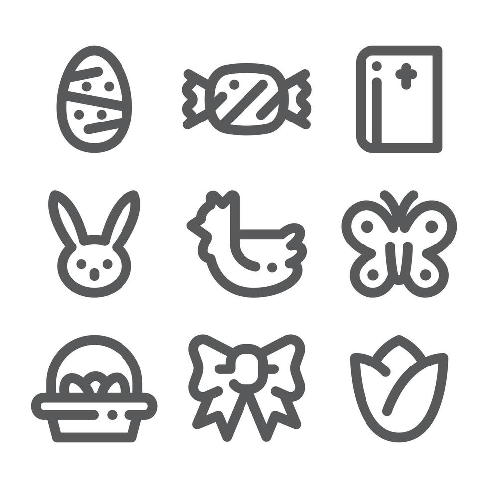 Happy easter icon set. vector