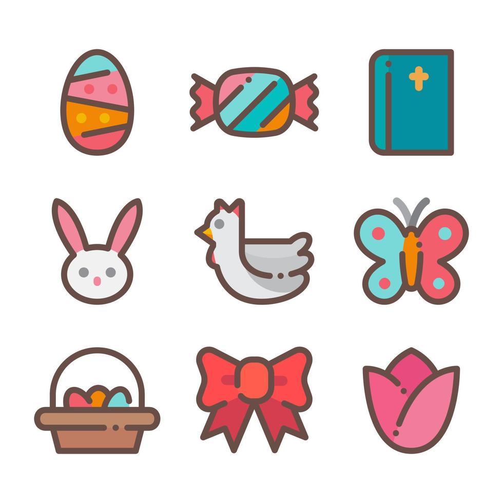 Happy easter icon set. vector