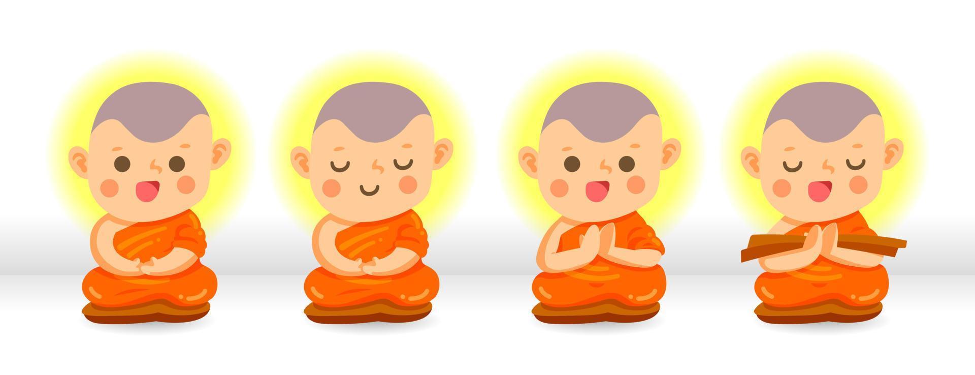 Monk cartoon vector set.