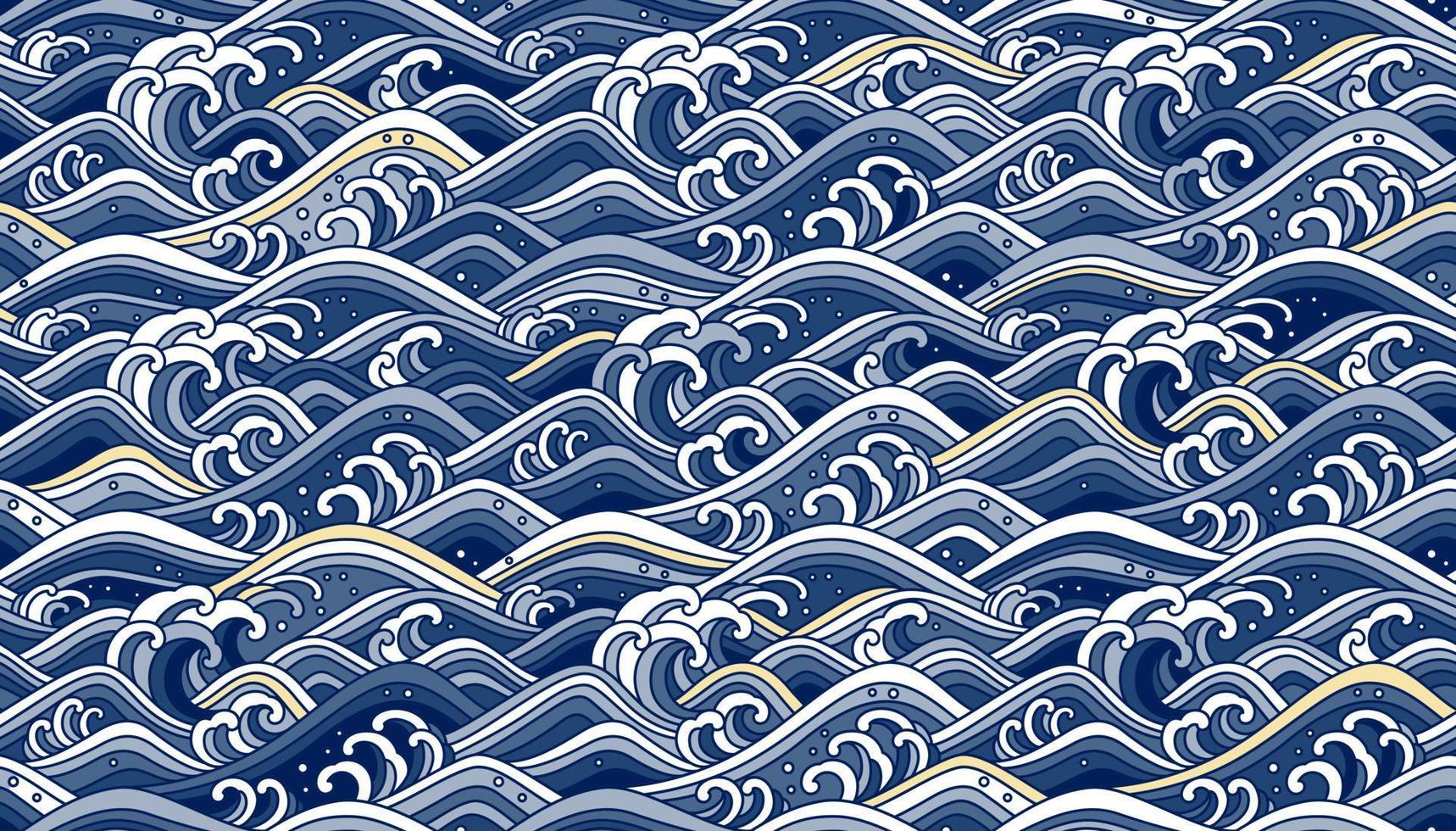 oriental ola Oceano sin costura fondo de pantalla antecedentes. vector