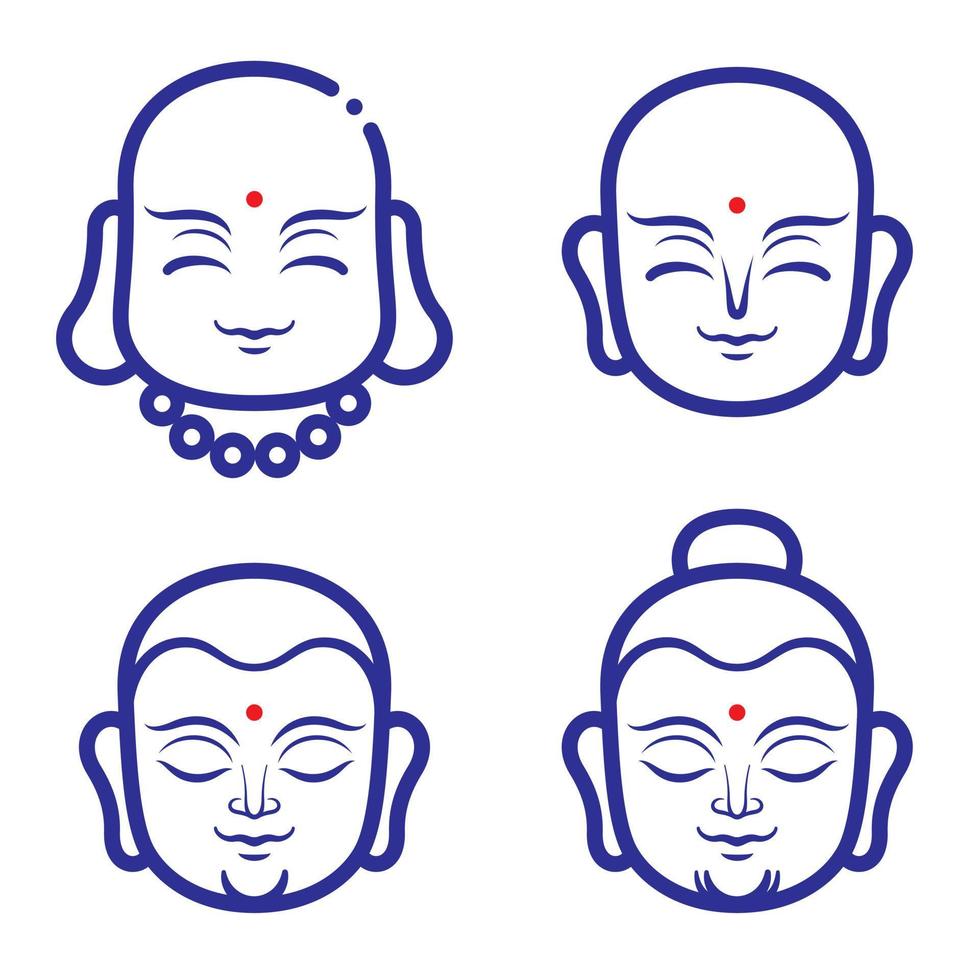 Buda y monje cara vector ilustración.