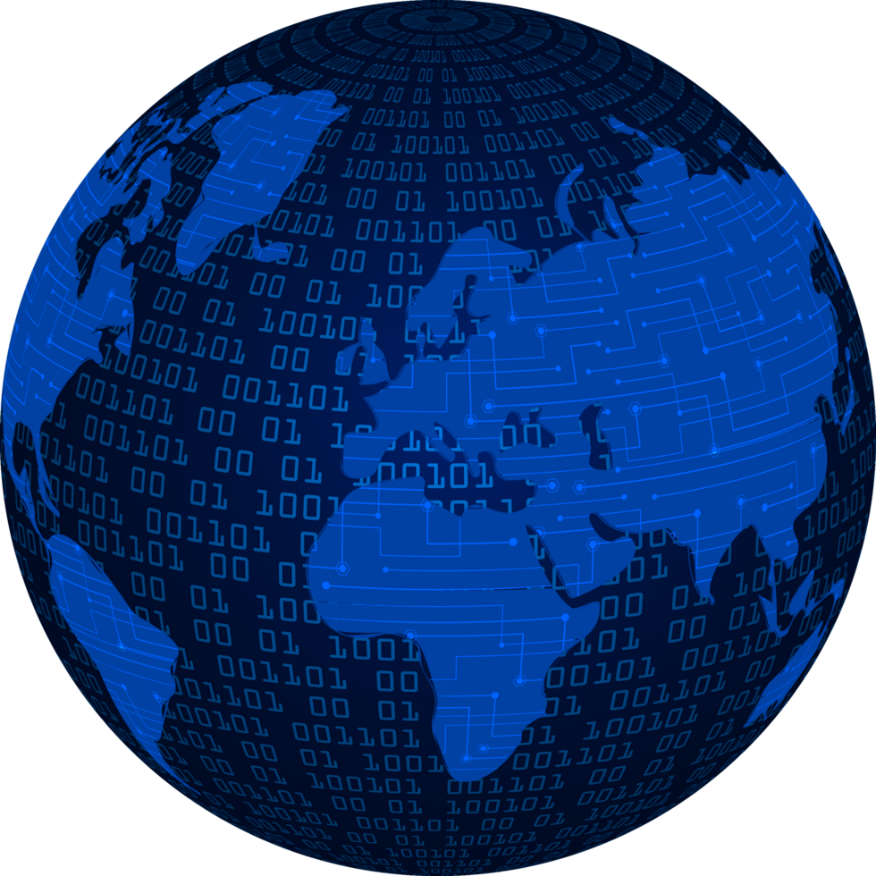 Modern Technology World Map Globe Crop-out png