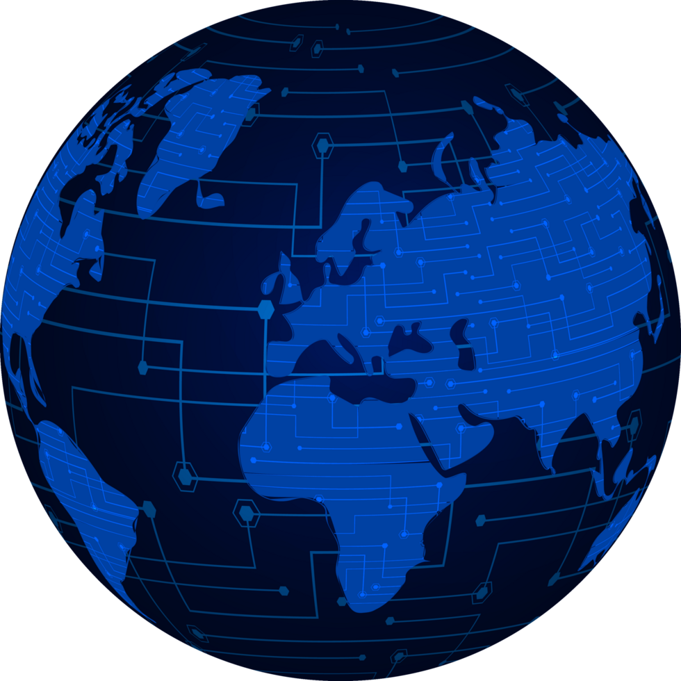 Modern Technology World Map Globe Crop-out png
