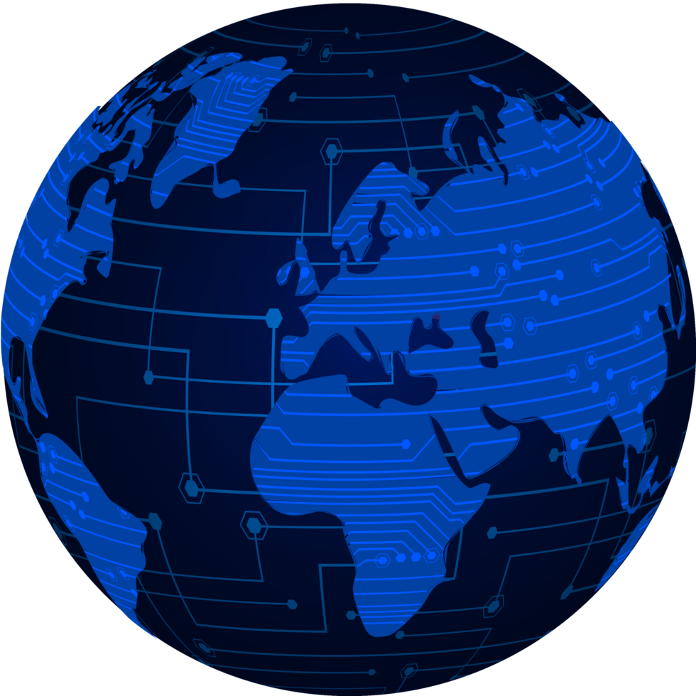 Modern Technology World Map Globe Crop-out png