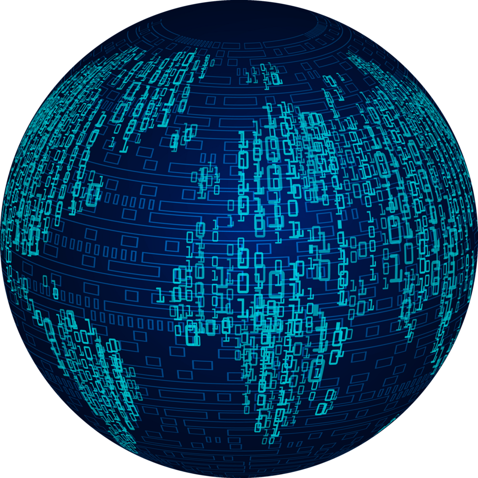 Modern Technology World Map Globe Crop-out png