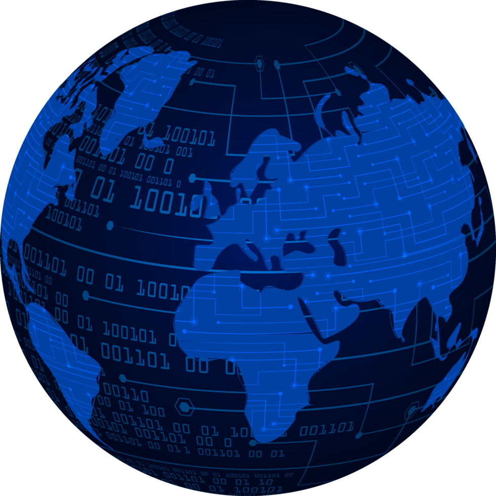Modern Technology World Map Globe Crop-out png