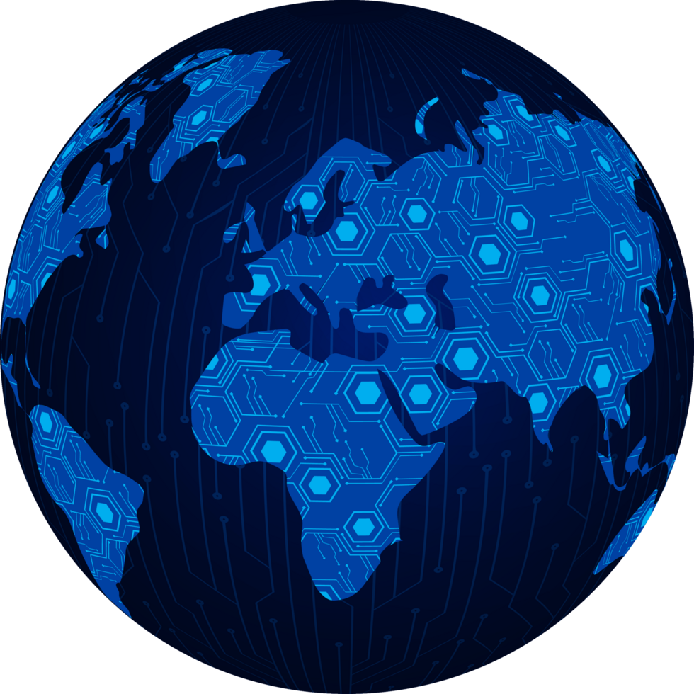 Modern Technology World Map Globe Crop-out png