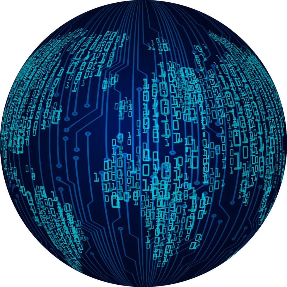 Modern Technology World Map Globe Crop-out png