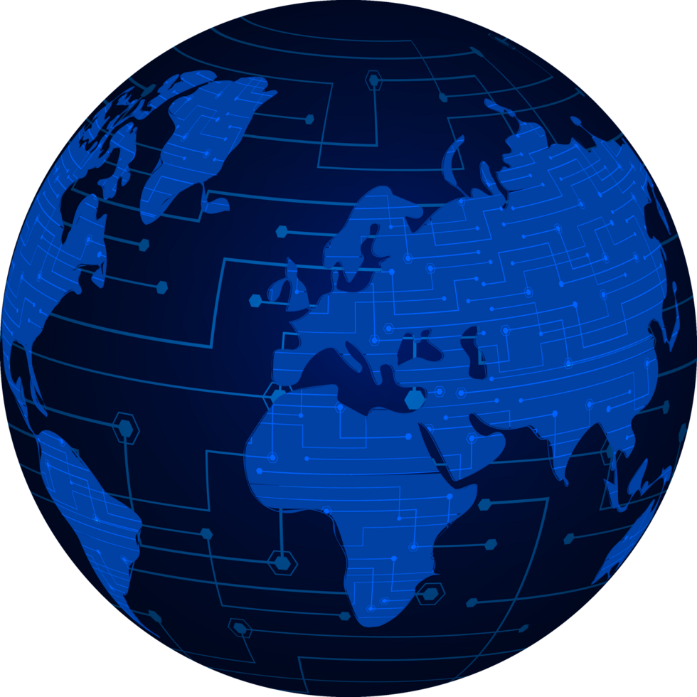Modern Technology World Map Globe Crop-out png