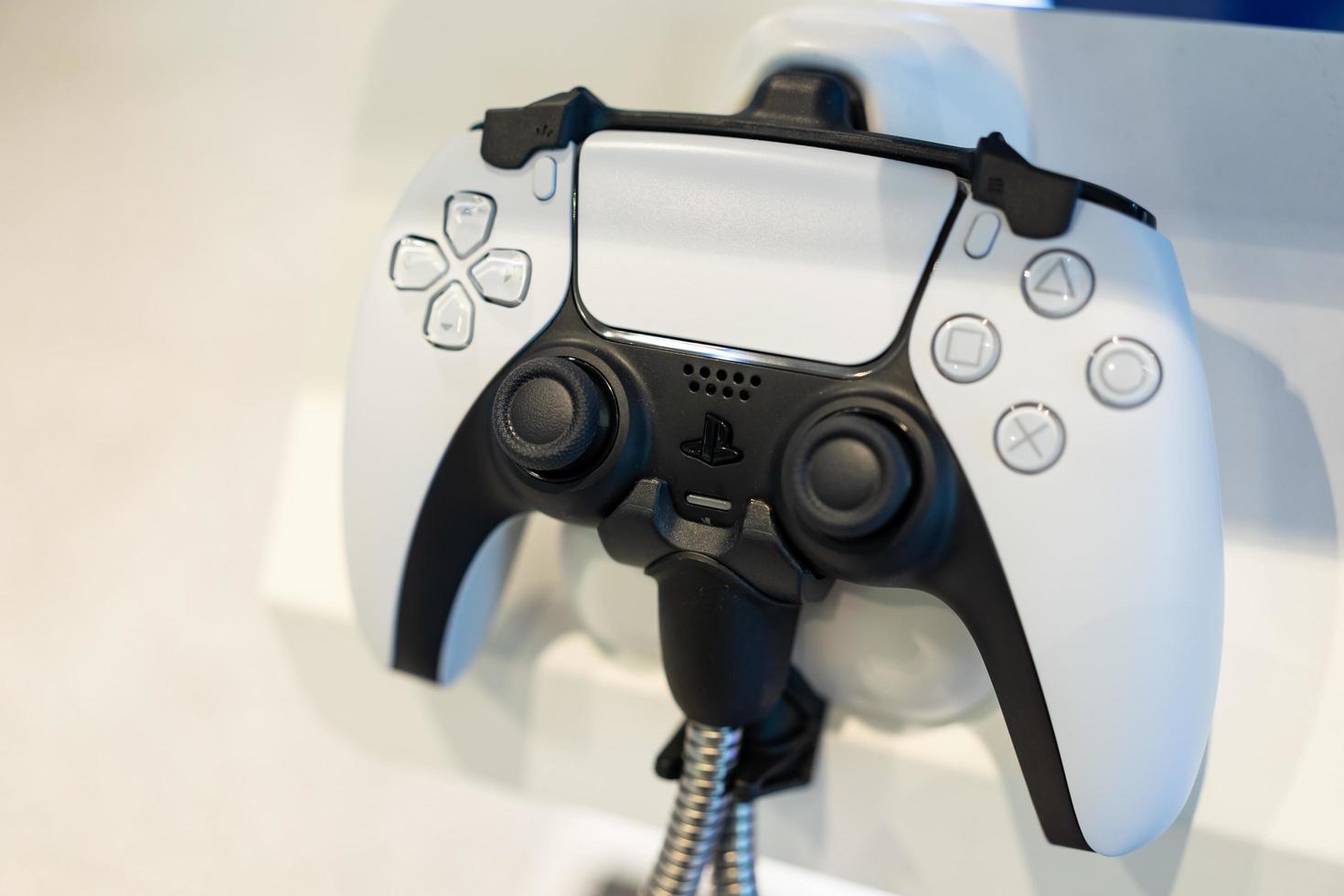 Bangkok Thailand Feb 23 2023 Next Gen game controller. Dualsense joystick which is the new wireless controller of Sony Play Station 5. photo