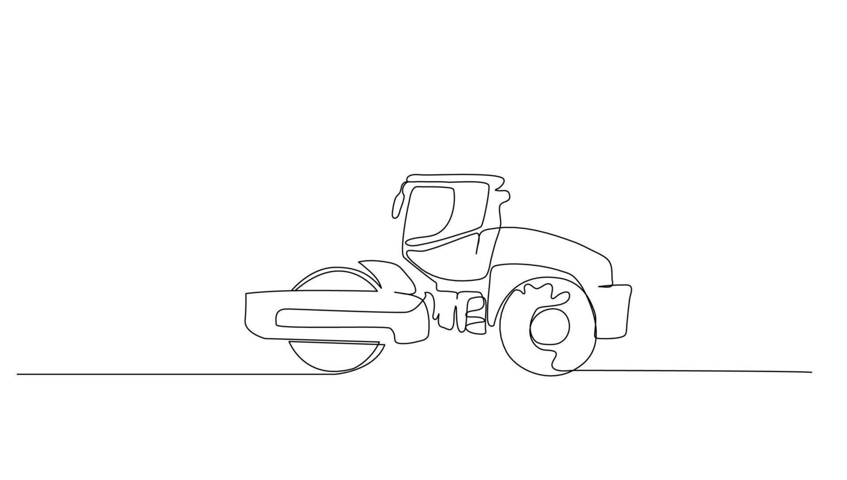 Continuous line art or One Line drawing of rolling road for vector illustration, business transportation. heavy equipment vehicle construction concept. graphic design modern continuous line drawing