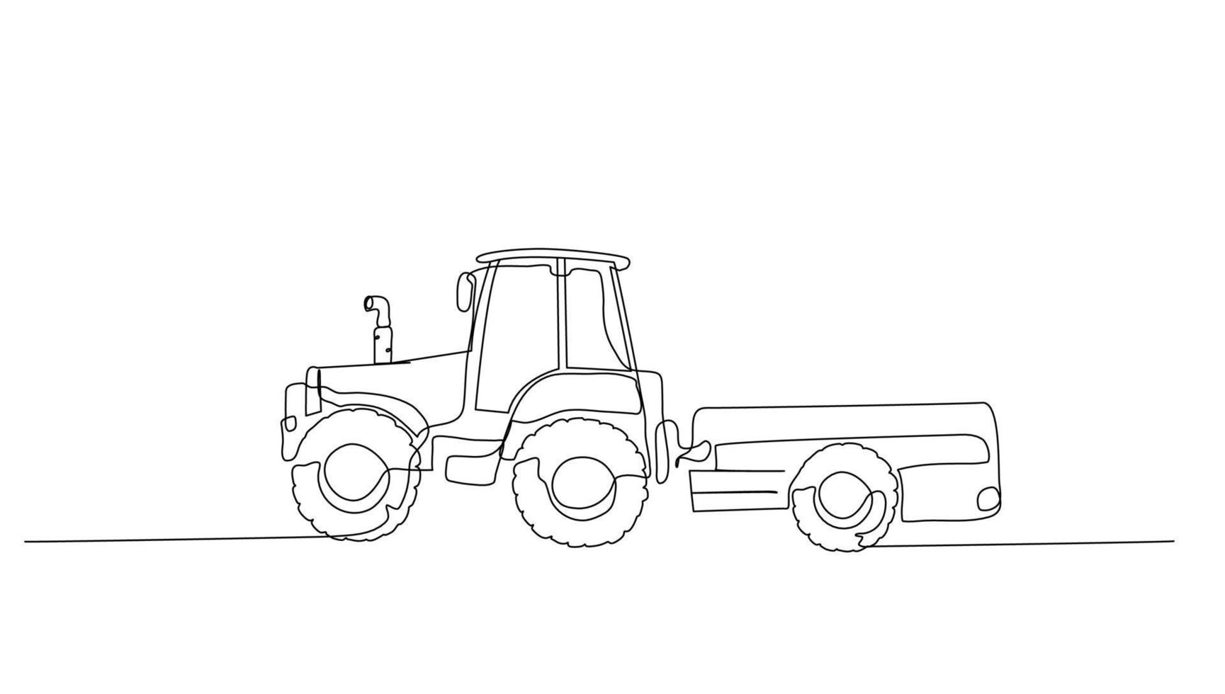 Continuous line art or One Line drawing of tractor for vector illustration, business transportation. heavy equipment vehicle construction concept. graphic design modern continuous line drawing