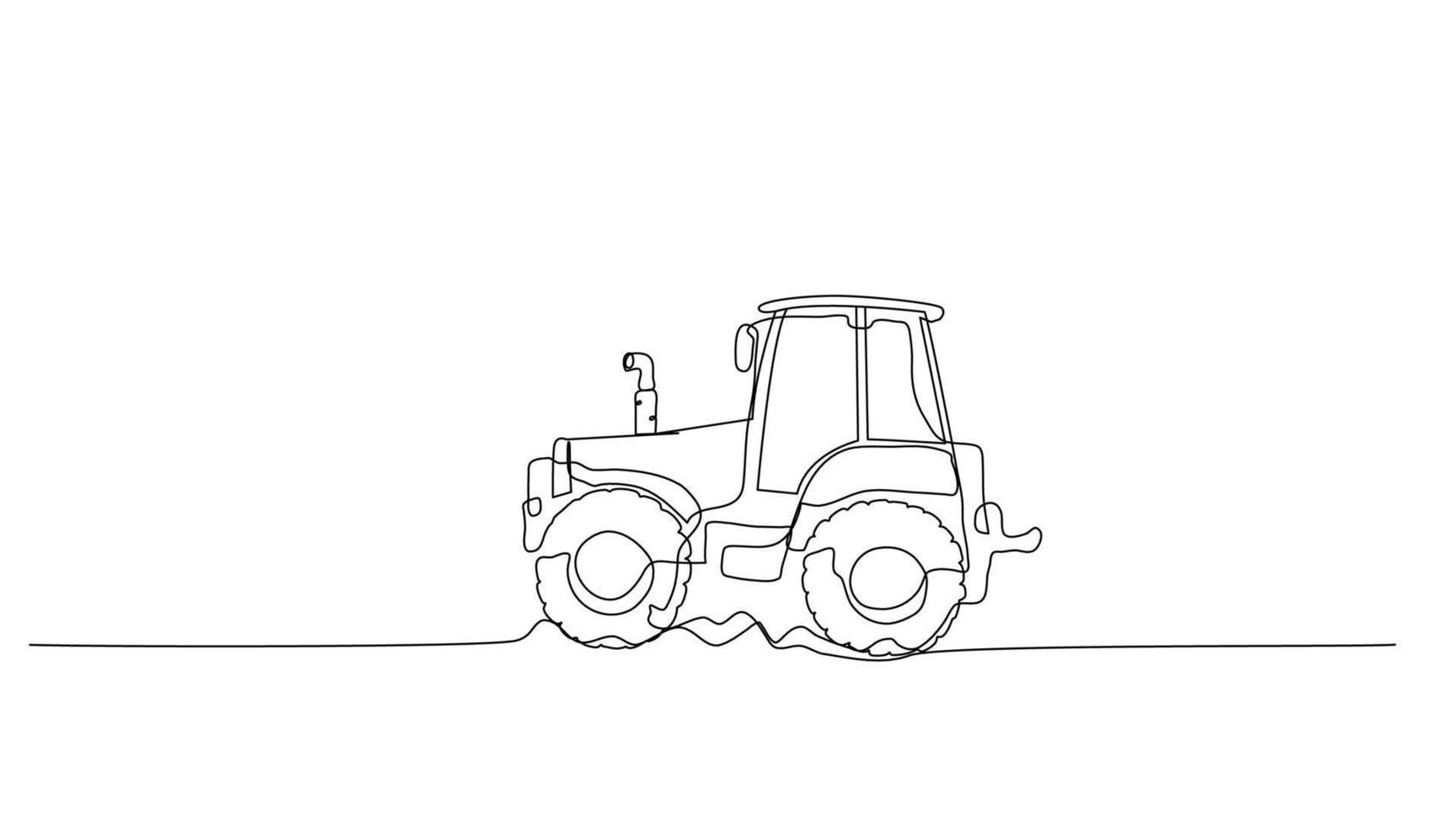 Continuous line art or One Line drawing of tractor for vector illustration, business transportation. heavy equipment vehicle construction concept. graphic design modern continuous line drawing