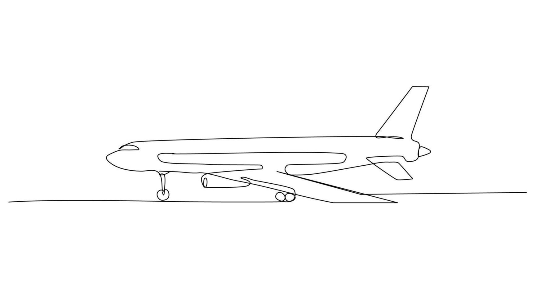 Continuous Line Art Air Transport vector