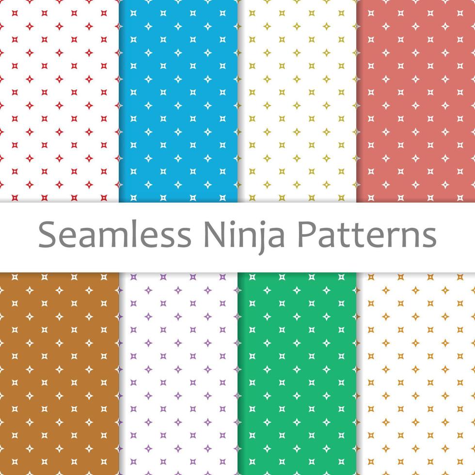 Colored Seamless Ninja Patterns Set vector