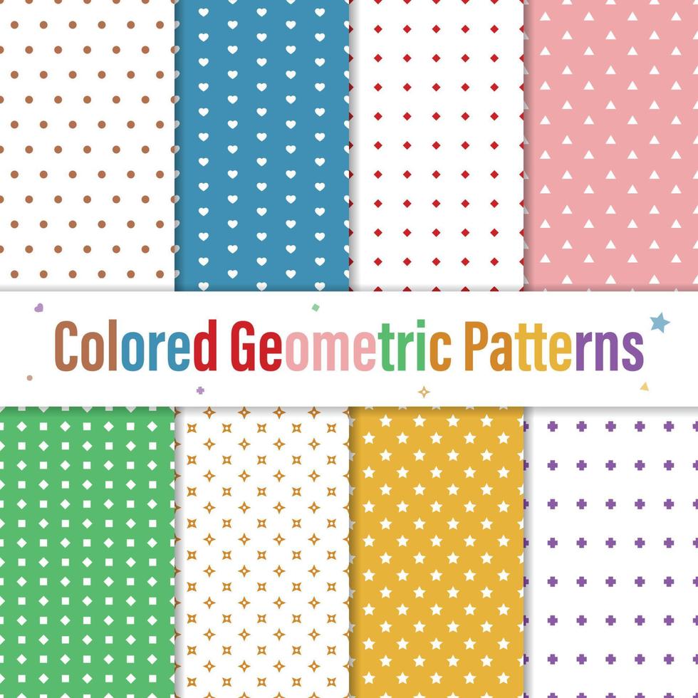 Colored Seamless Geometric Pattern Set vector