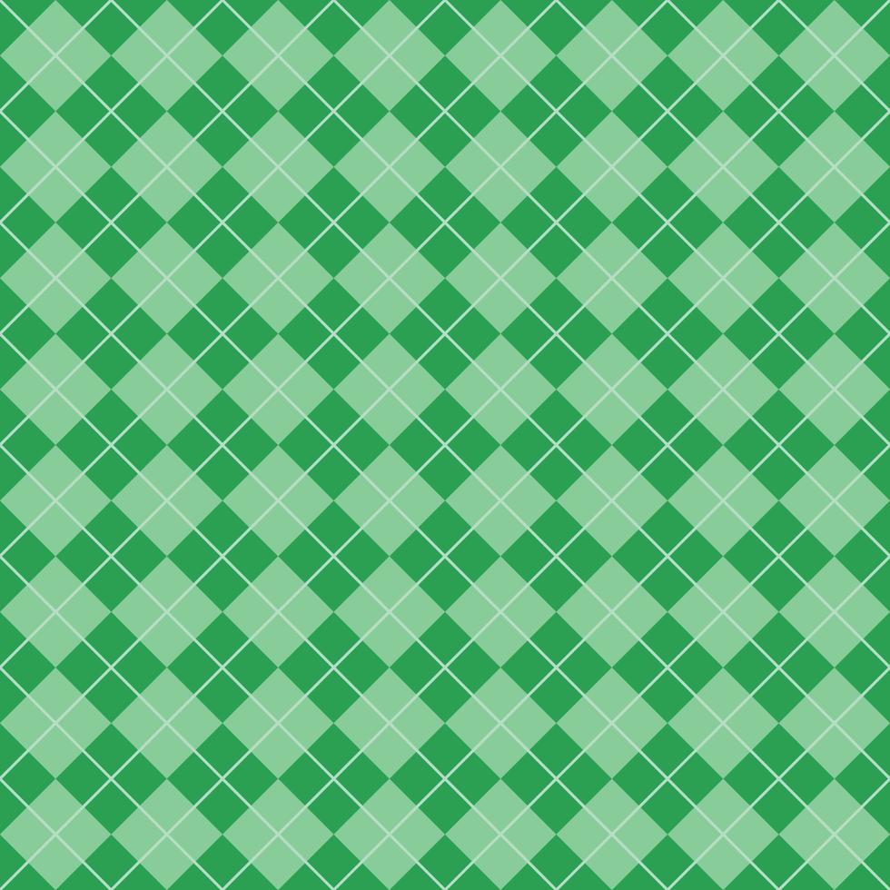 Simple Dark And Light Green Seamless Argyle Pattern vector