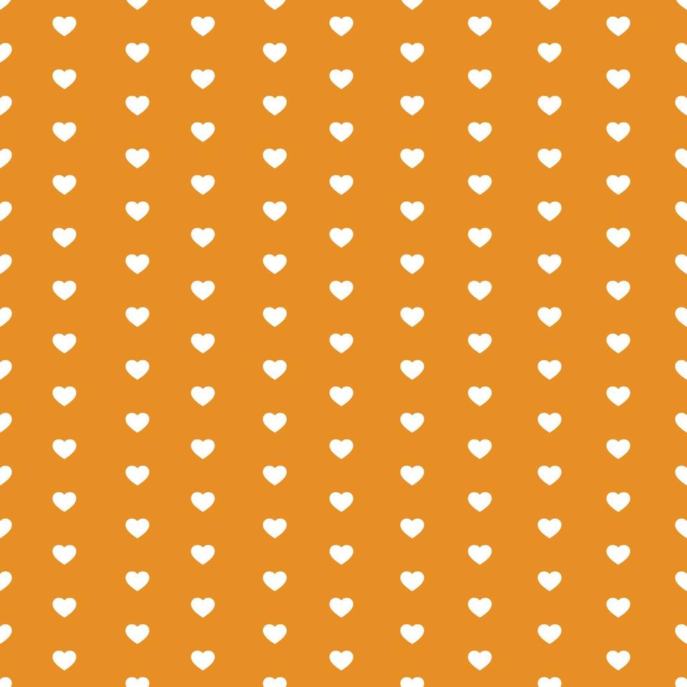 White Seamless Hearts Pattern On Orange Background vector