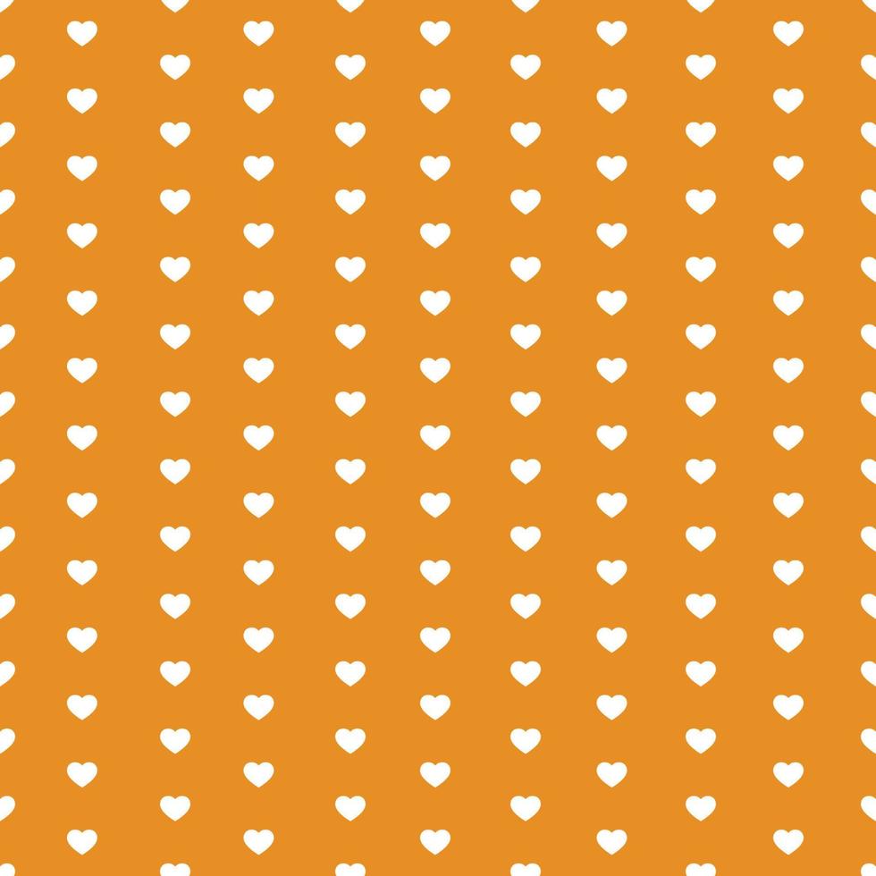 White Seamless Hearts Pattern On Orange Background vector