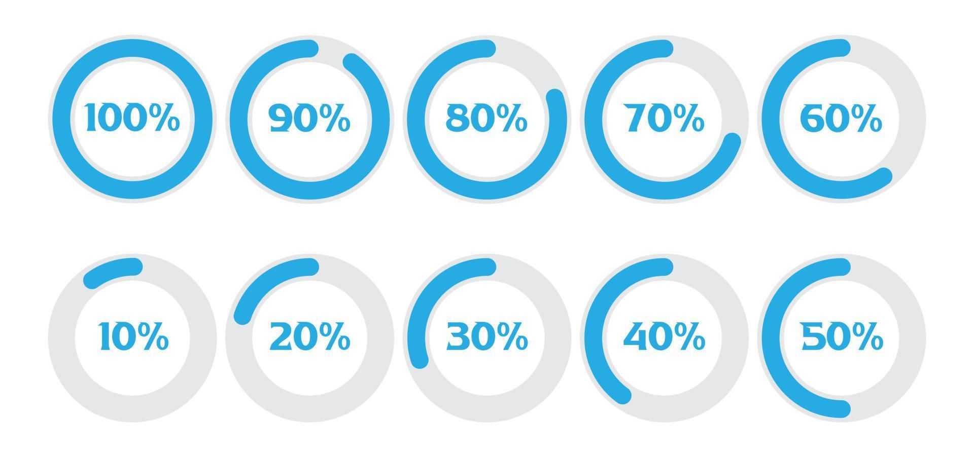 Infographic percentage circle icons vector illustration isolated on white background.