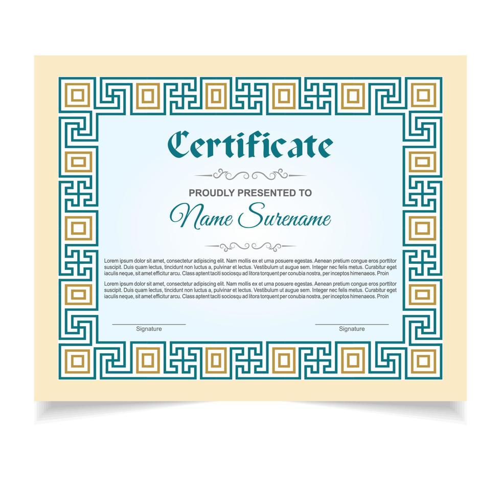 Certificate or diploma design vector